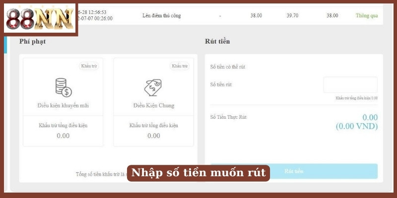 Nhập số tiền muốn rút